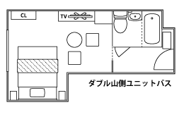 ダブル山側ユニットバス間取り図